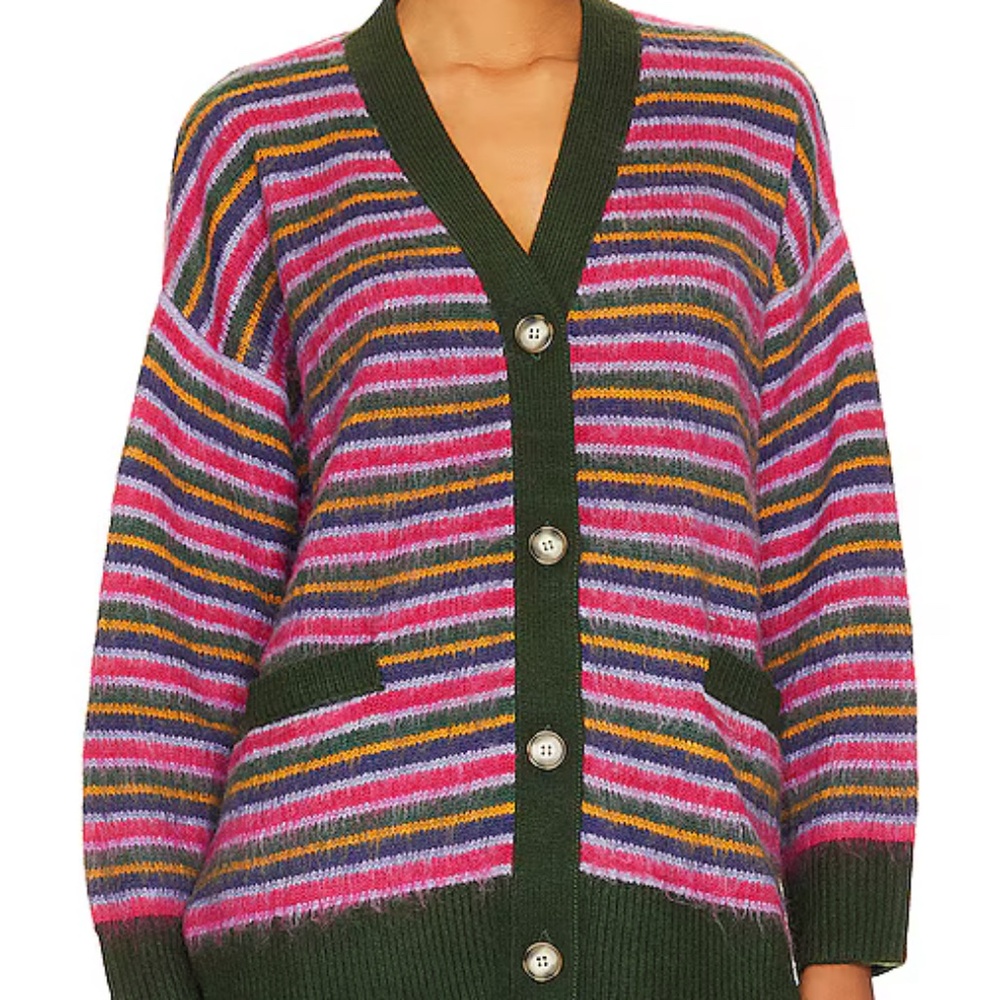 Daydreamer Multicolor Striped Cardigan — Pink, Green, Yellow, Blue